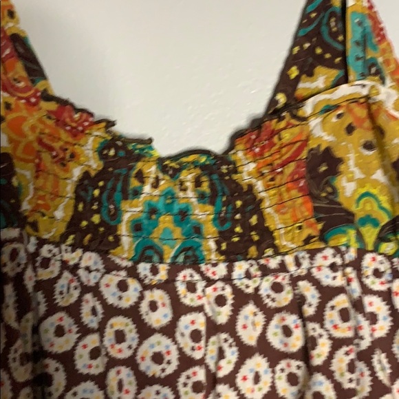 Rampage Boho Pattern Ruffle Peplum V-neck Tank - Picture 3 of 5